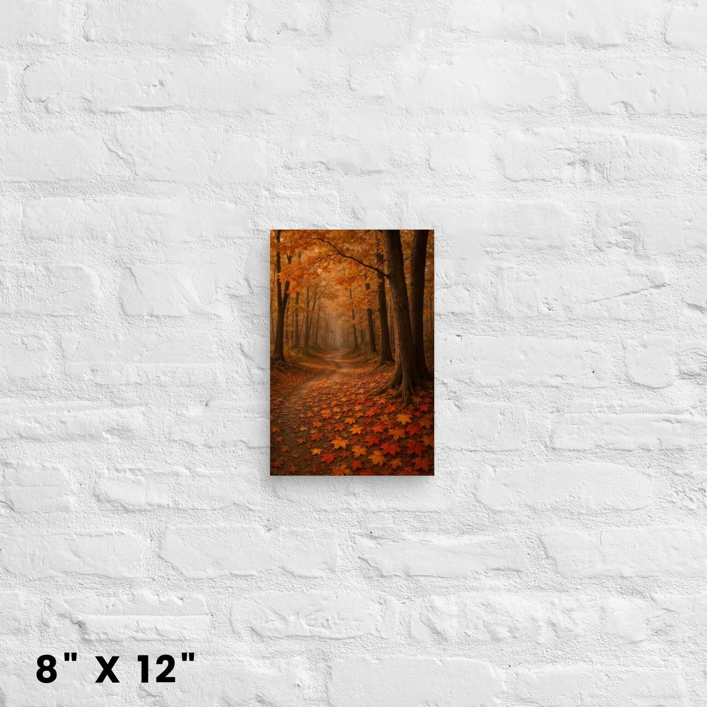 Autumn Forest Path Canvas Wall Art – Golden Fall Leaves & Woodland Trail Decor