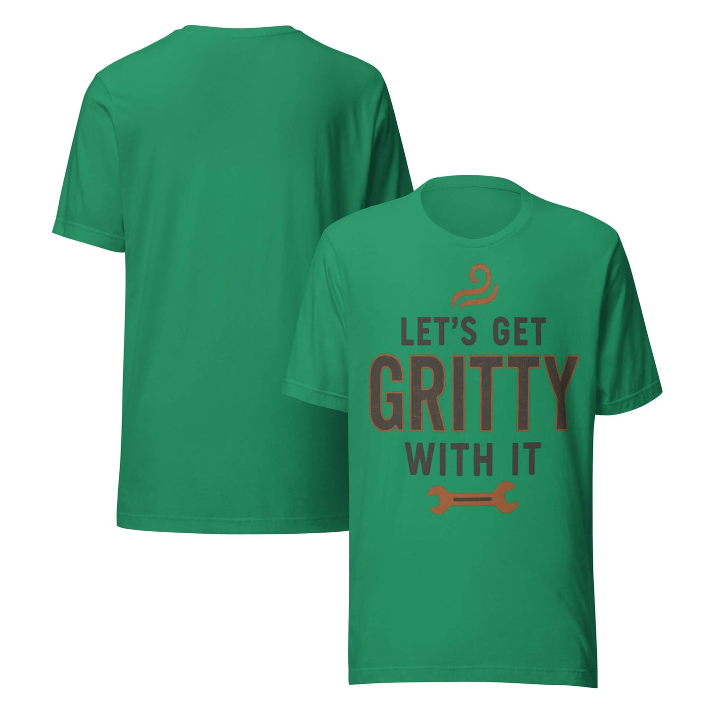 GET GRITTY unisex t-shirt in Kelly - front and back view.
