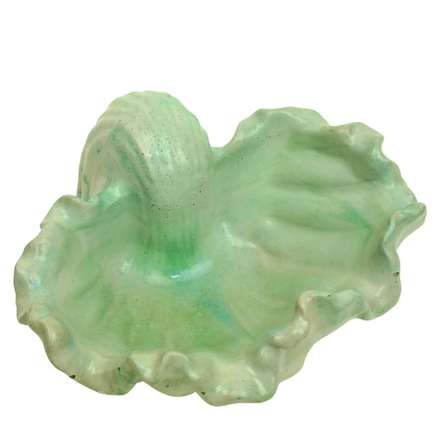 Single green and concrete colored Ocean Bowl, a handcrafted coastal concrete dish perfect as an accent catchall.