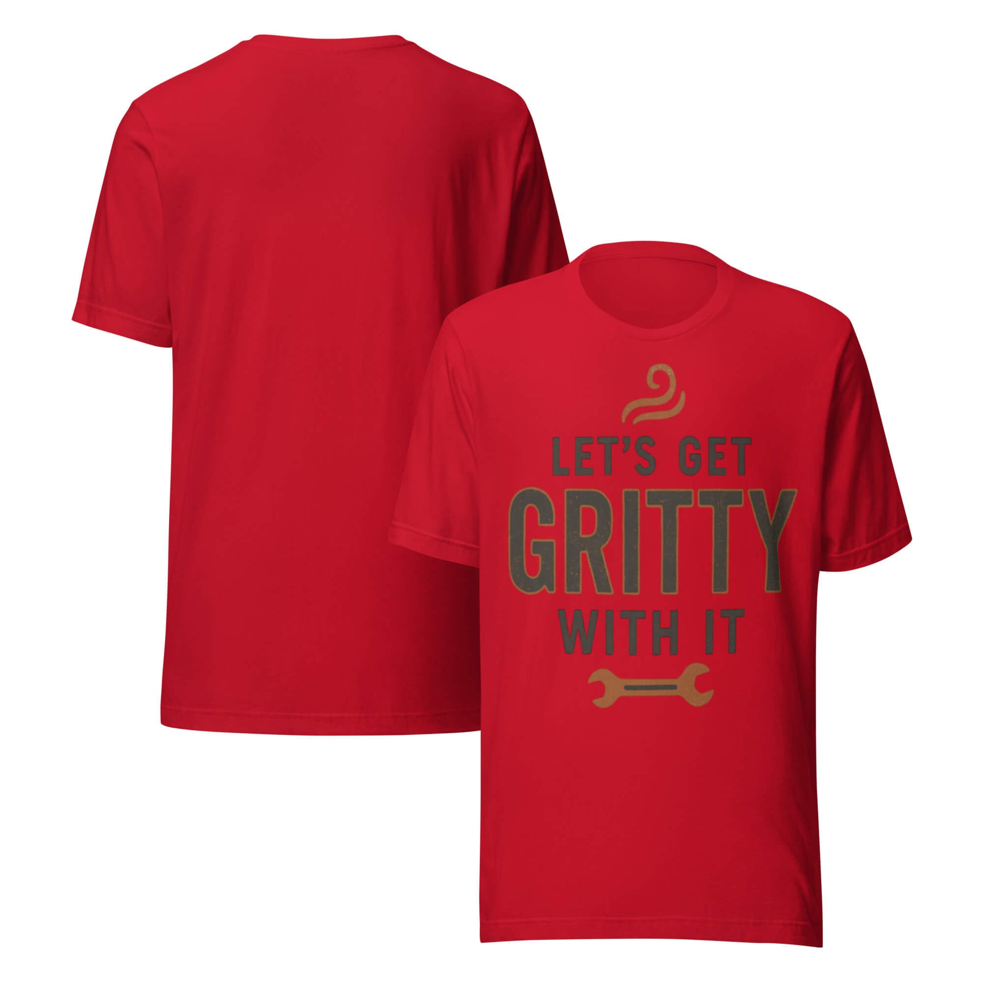 GET GRITTY unisex t-shirt in Red - front and back view.