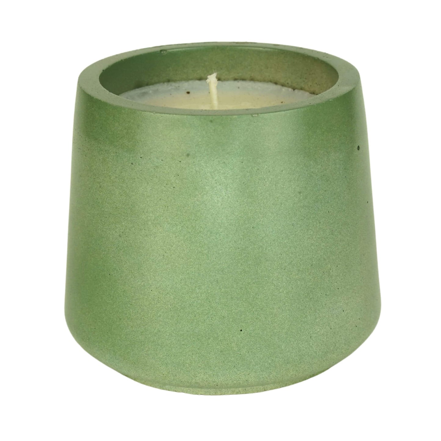 Sage green Sea Stone Concrete Candle by Grit Collective, a 6oz hand-poured coconut-soy wax candle in a unique artisan vessel.