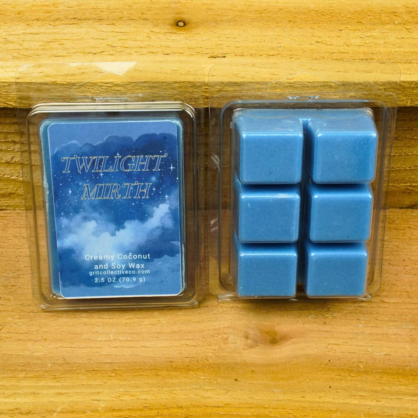 Twilight Mirth scented creamy coconut and soy wax melts, 2.5 oz package with cloud graphic.
